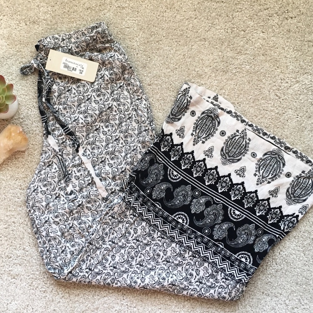 Francesca’s Blue Rain Bohemian Paisley Hippy Pants